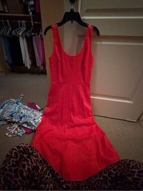 Karl Lagerfeld Red Textured Maxi Dress